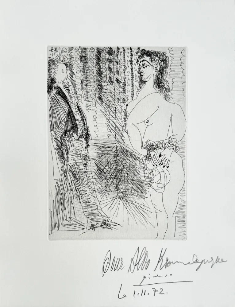 Гравюра Picasso - Pablo Picasso – Le Cabinet particulier, Degas et une fille