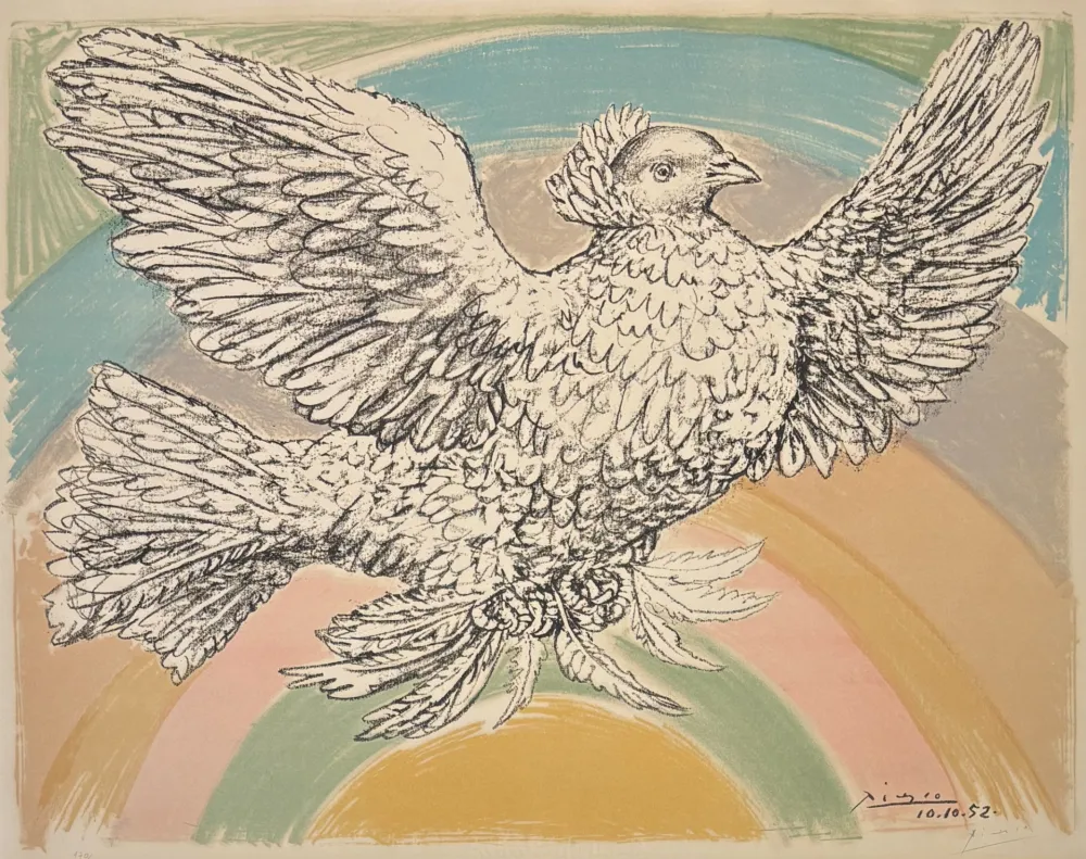 Литография Picasso - Pablo Picasso(1881–1973) - Colombe volant - Coloured lithograph on Arches paper - 1952