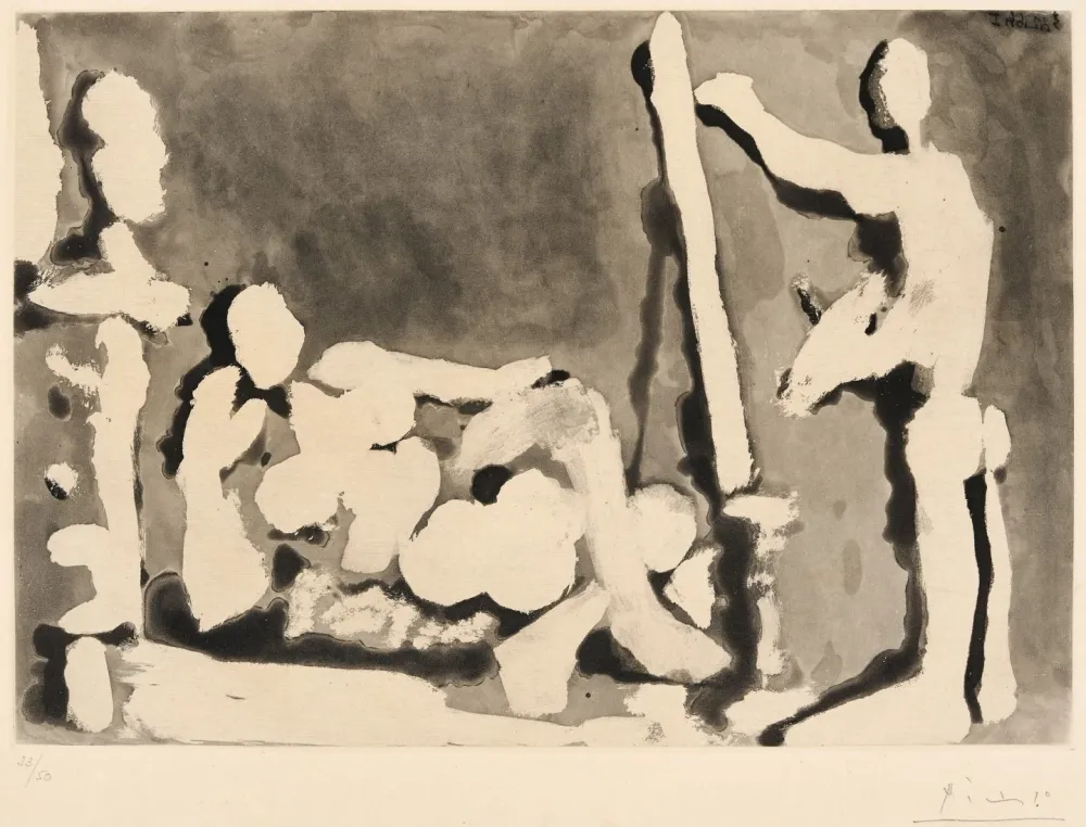 Акватинта Picasso - Painter and Model with a Sculpture. II