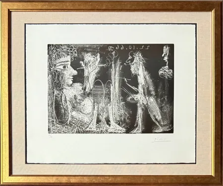 Офорт И Аквитанта Picasso - Peintre et modèle au fume-cigarette