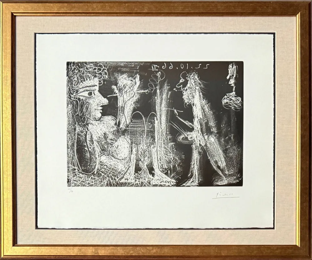 Офорт И Аквитанта Picasso - Peintre et modèle au fume-cigarette