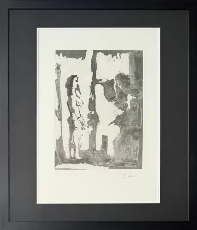 Офорт И Аквитанта Picasso - Peintre et modèle aux cheveux longs