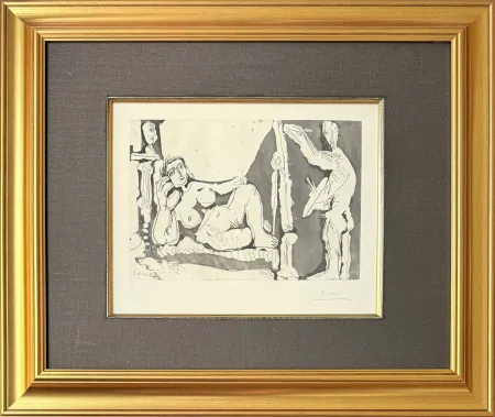 Офорт И Аквитанта Picasso - Peintre et modèle, avec une sculpture I