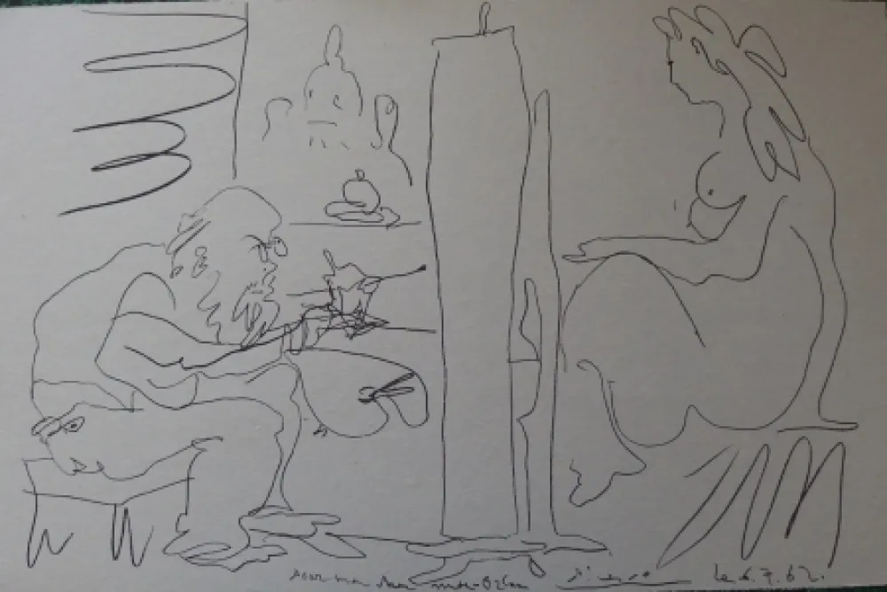 Литография Picasso - Peintre et modèle dans l'atelier