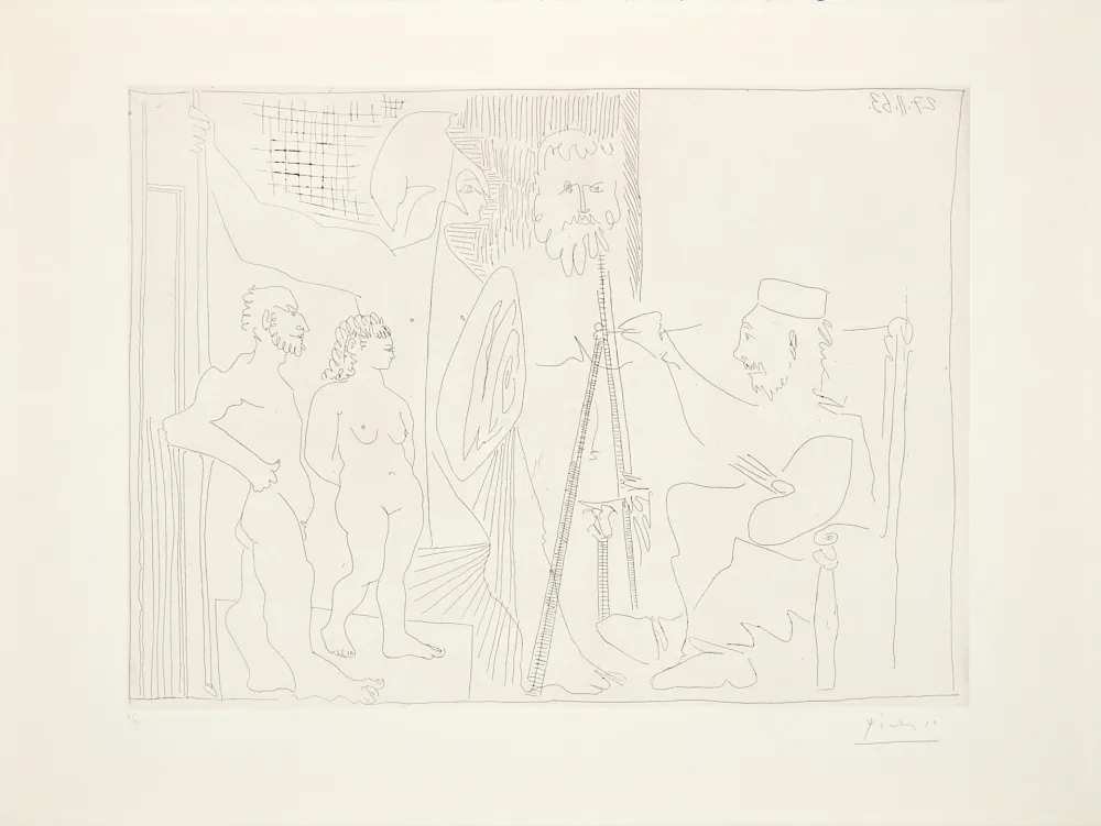 Гравюра Picasso - Peintre néo-classique dans son atelier
