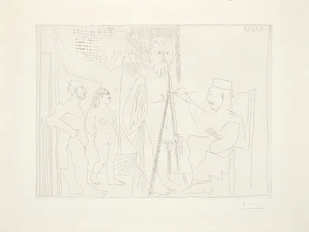 Гравюра Picasso - Peintre néo-classique dans son atelier