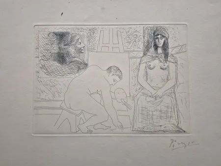 Гравюра Picasso - Peintre ramassant son Pinceau (Le Chef-d'Oeuvre Inconnu)