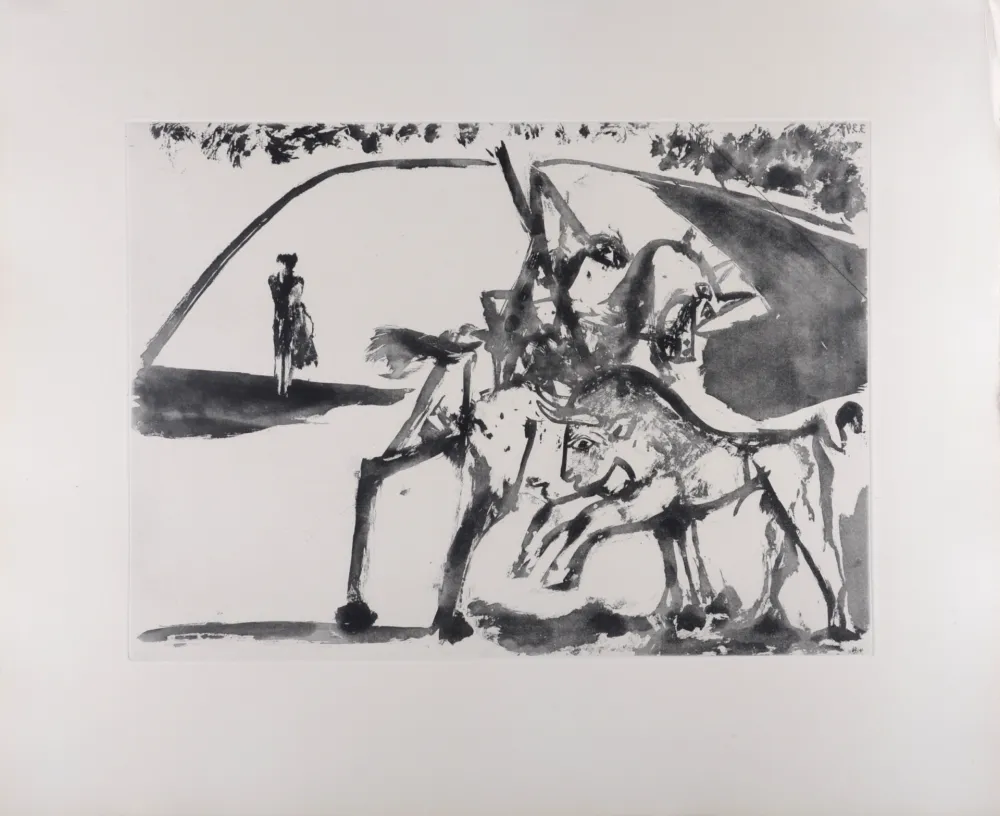 Акватинта Picasso - Picador et Torero dans l'arène, 1947