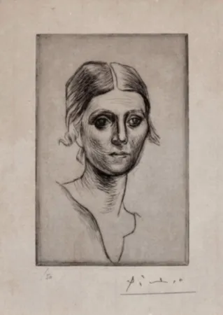 Гравюра Сухой Иглой Picasso - Portrait d'Olga Picasso