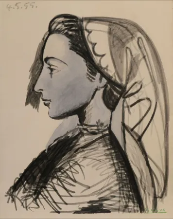 Трафарет Picasso - Portrait of Jacqueline in Profile - La flûte double