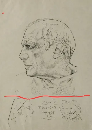 Гравюра Picasso - Portrait of Pablo Picasso with Remarques for Témoignage, 1956
