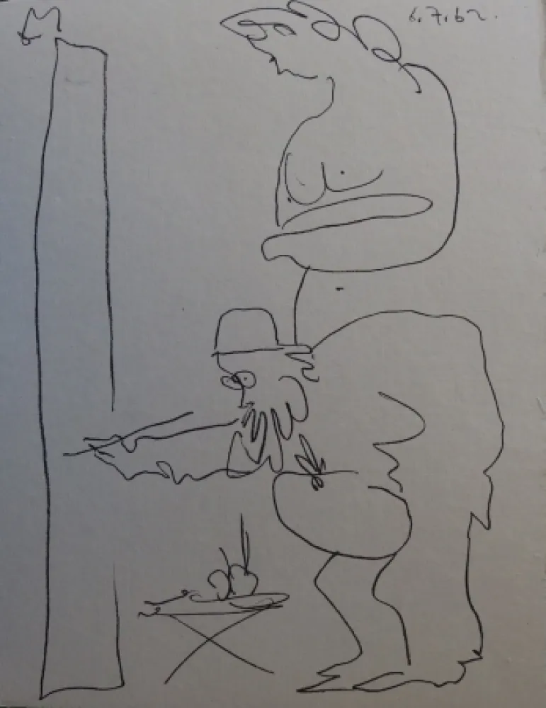 Литография Picasso - Regards sur Paris - The painter and his model