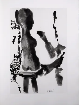 Акватинта Picasso - Sculpteur devant sa sellette, avec un spectateur barbu, 1966 - A fantastic original etching (Aquatint) by the Master!