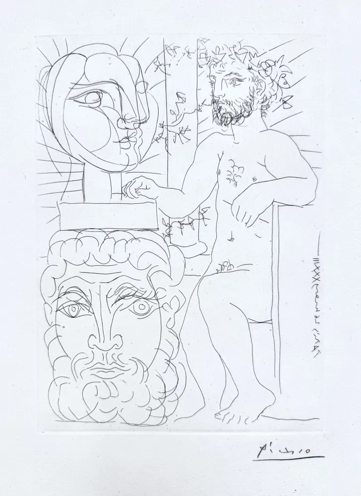 Гравюра Picasso - Sculpteur et Deux Têtes sculptées