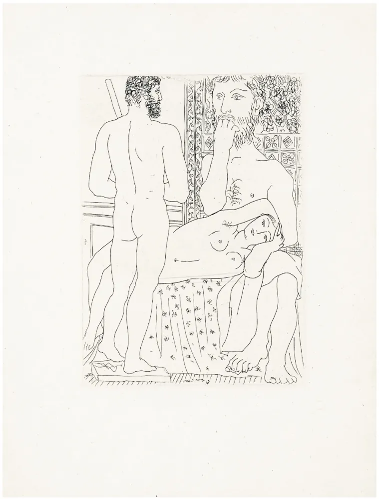 Офорт Picasso - Sculpteur, modèle couché et sculpture (Suite Vollard, pl. 37) - 1933