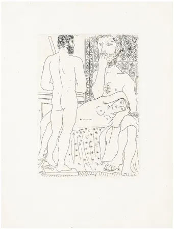 Офорт Picasso - Sculpteur, modèle couché et sculpture (Suite Vollard, pl. 37) - 1933