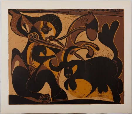 Линогравюра Picasso - Taureau chargeant un picador (La pique)