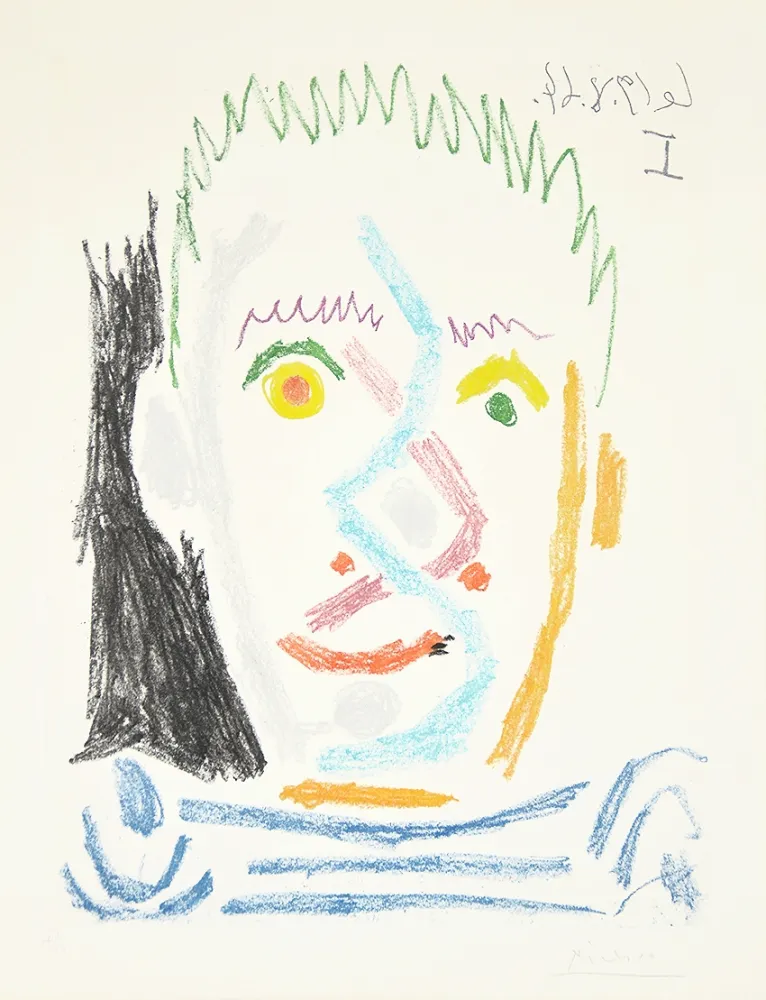 Акватинта Picasso - Tete d’homme au maillot raye (Man’s Head with Striped Shirt), 1964