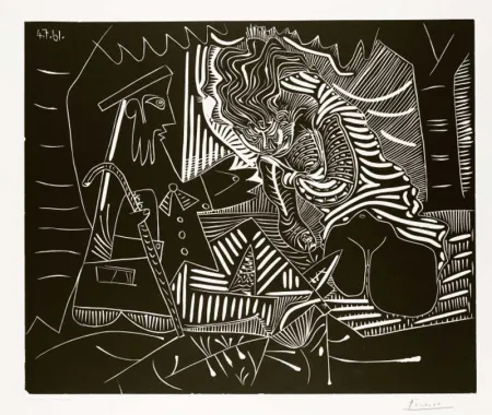Линогравюра Picasso - Variation sur 'Le Déjeuner sur l'herbe'