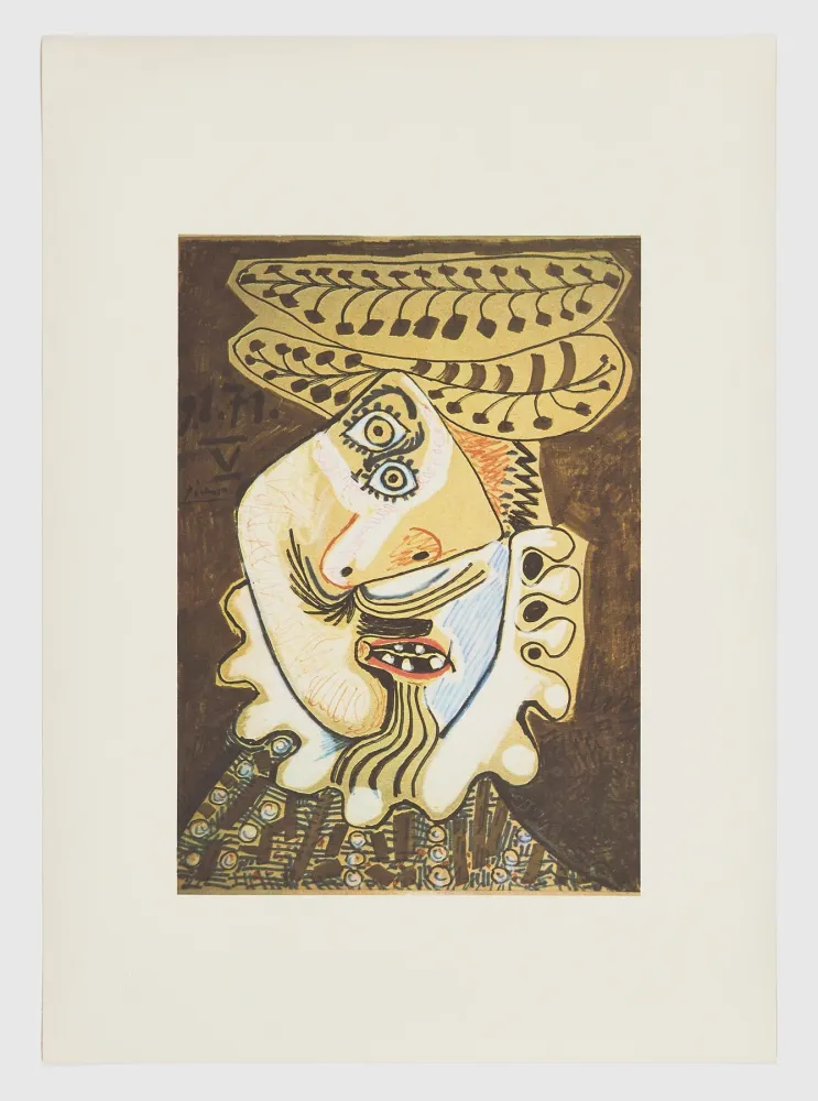 Литография Picasso - Visage de bouffon