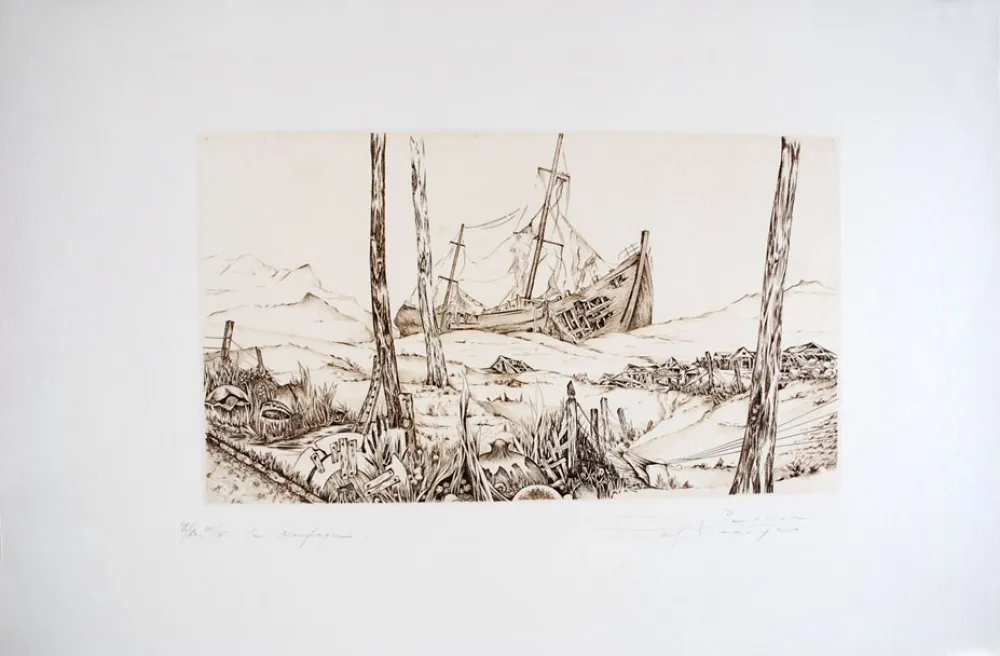 Гравюра Pierron - Le Naufrage