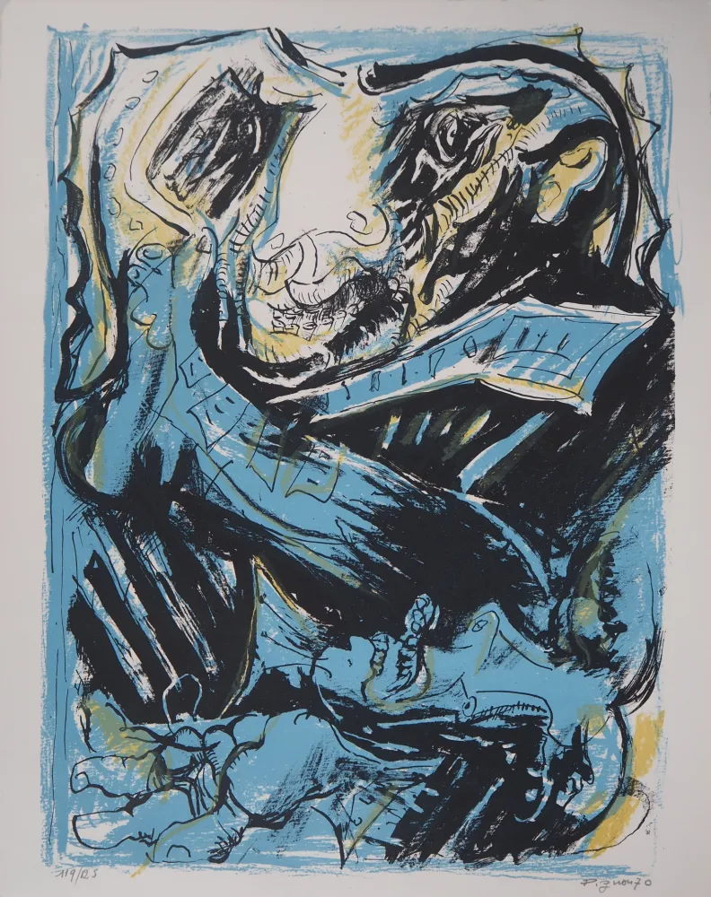 Литография Pignon - Amoureux : Sérénade à la Guitare