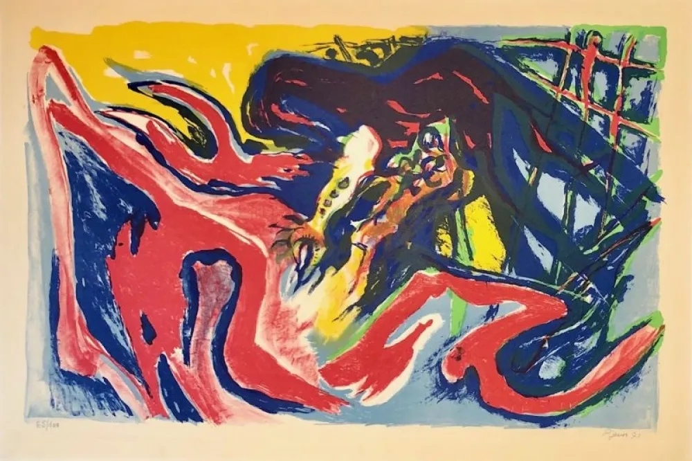 Литография Pignon - Grand combat de coqs