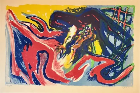 Литография Pignon - Grand combat de coqs