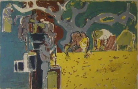 Литография Pignon - Ramassage des olives ou vendanges