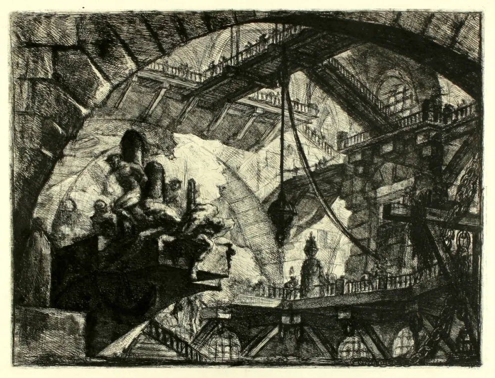 Гравюра Piranesi - Prisoners on a projecting Platform (Carceri X)