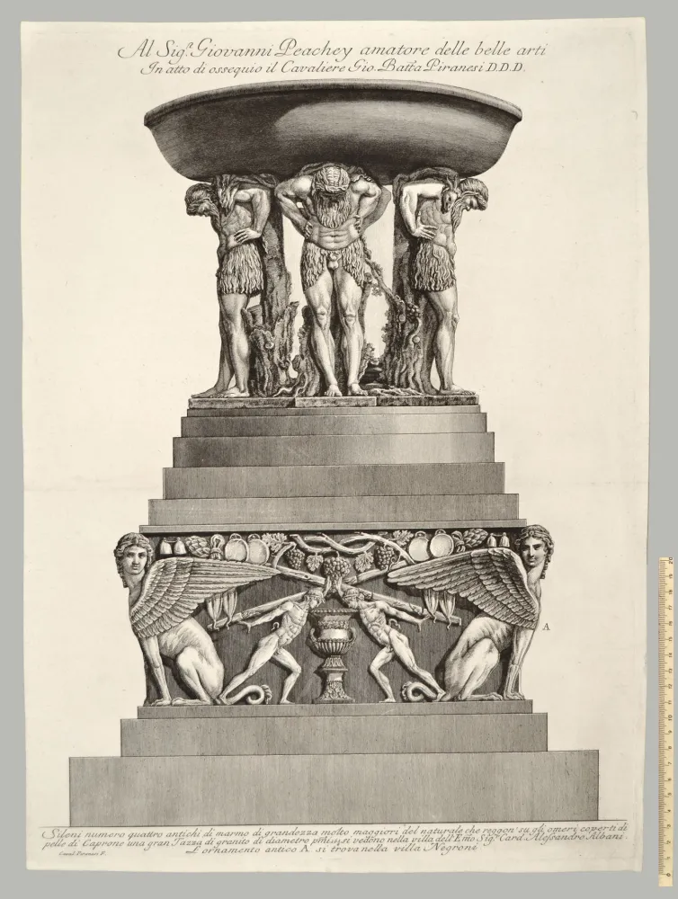 Офорт Piranesi - VASCA DI GRANITO SORRETTA DA QUATTRO FAUNI