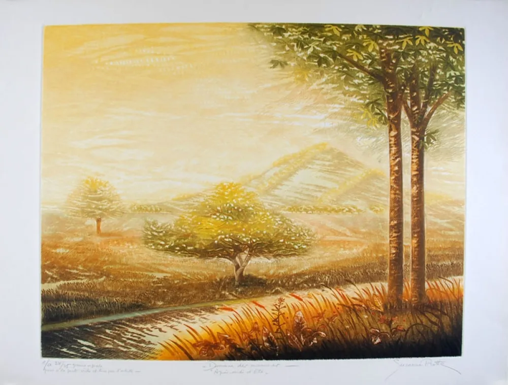 Гравюра Сухой Иглой Pirotte - Domaine des Murmures - Après midi d'été