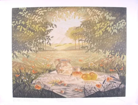 Гравюра Сухой Иглой Pirotte - Domaine des Murmures - Le déjeuner sur l'herbe