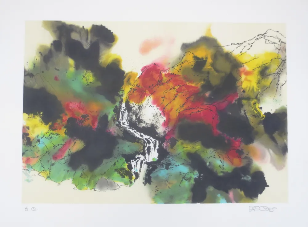 Литография Po Chung - Leisury encounter beside a stream