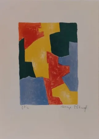 Литография Poliakoff - Composition bleue, rouge, jaune et verte L40 