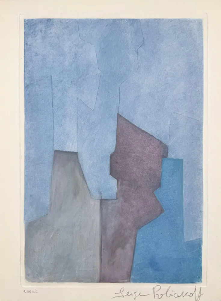 Офорт И Аквитанта Poliakoff - Composition bleue XXIV 