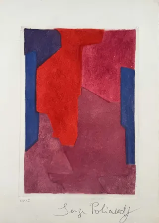 Офорт И Аквитанта Poliakoff - Composition mauve, bleue et rouge XXI 