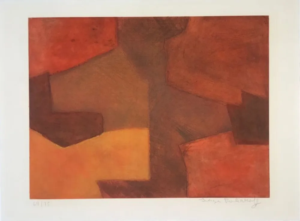 Гравюра Poliakoff - Composition orange et rouge XXIX 