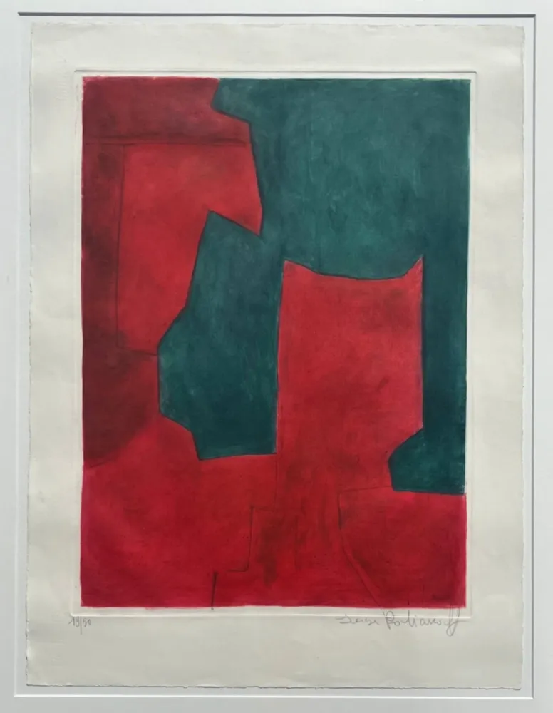 Гравюра Poliakoff - Composition Rouge et Verte