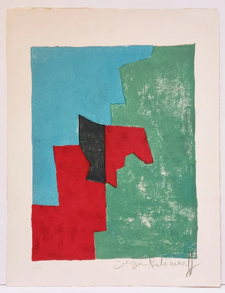 Литография Poliakoff - Composition rouge, verte et bleue L32 