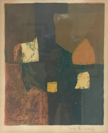 Литография Poliakoff - Composition rouge, verte et jaune n°7