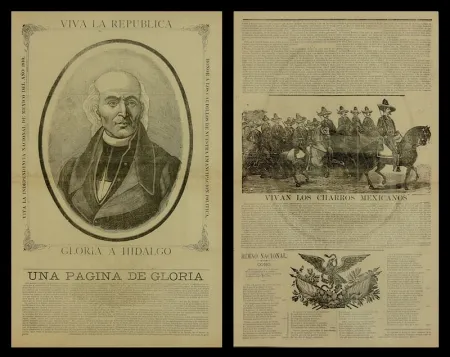 Гравюра На Дереве Posada - Viva la Republica - Gloria a Hidalgo/Vivan Los Charros