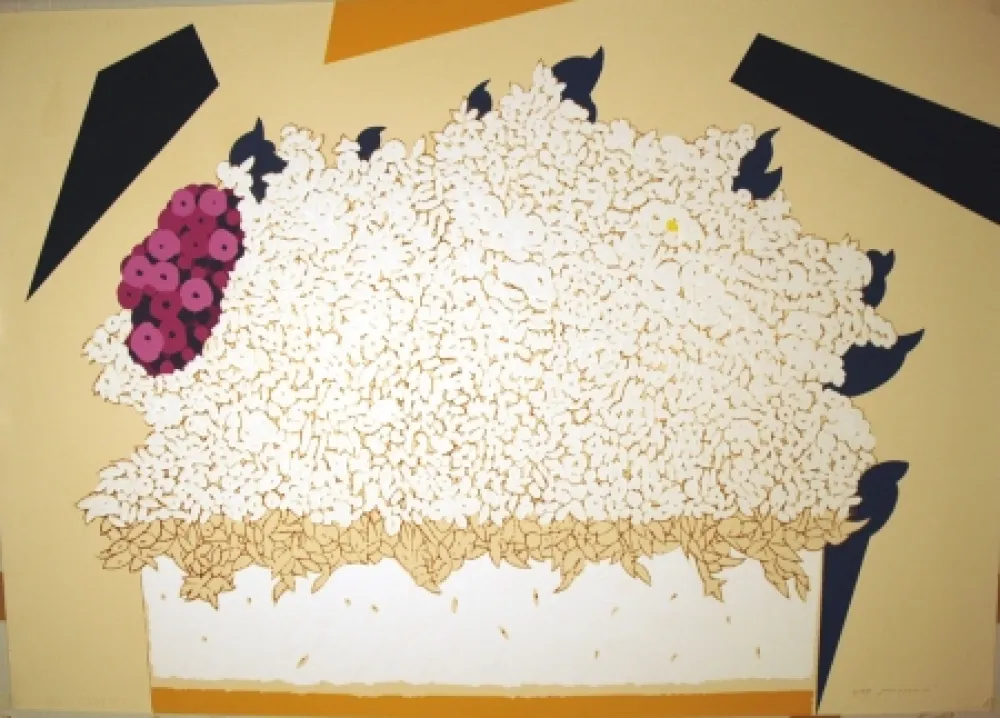 Сериграфия Pozzati - Fiori bianchi