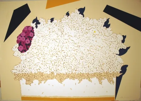 Сериграфия Pozzati - Fiori bianchi