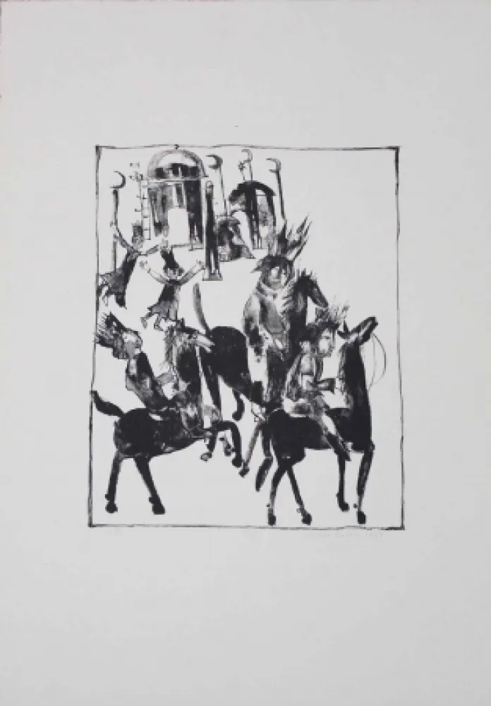 Литография Pyroth - Adschîb, Gharîb und Kâsim machen sich auf den Weg