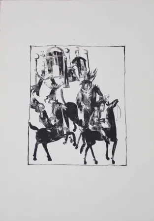 Литография Pyroth - Adschîb, Gharîb und Kâsim machen sich auf den Weg