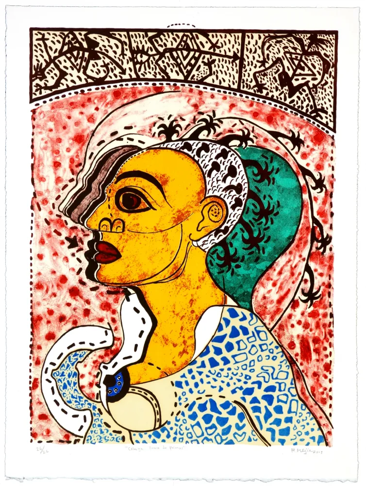 Литография Radhamès - Cabeza llena de palmas