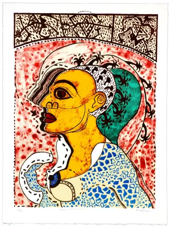 Литография Radhamès - Cabeza llena de palmas