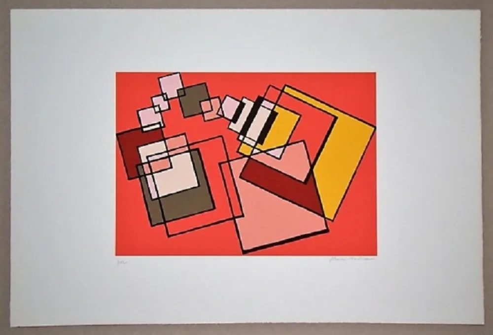 Литография Radice - Compositione astratta rosa