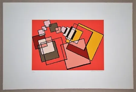 Литография Radice - Compositione astratta rosa